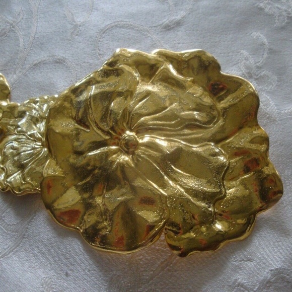 Grecian 18k Gold Plated Belt Metal Flowers Floral main image 6